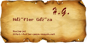 Höfler Géza névjegykártya