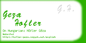 geza hofler business card