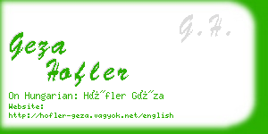 geza hofler business card